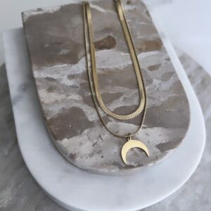 CRESCENT MOON LAYERED NECKLACE