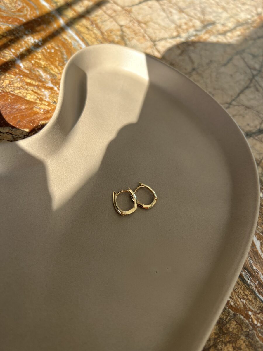 Faceted Huggie Earrings (9ct Gold)