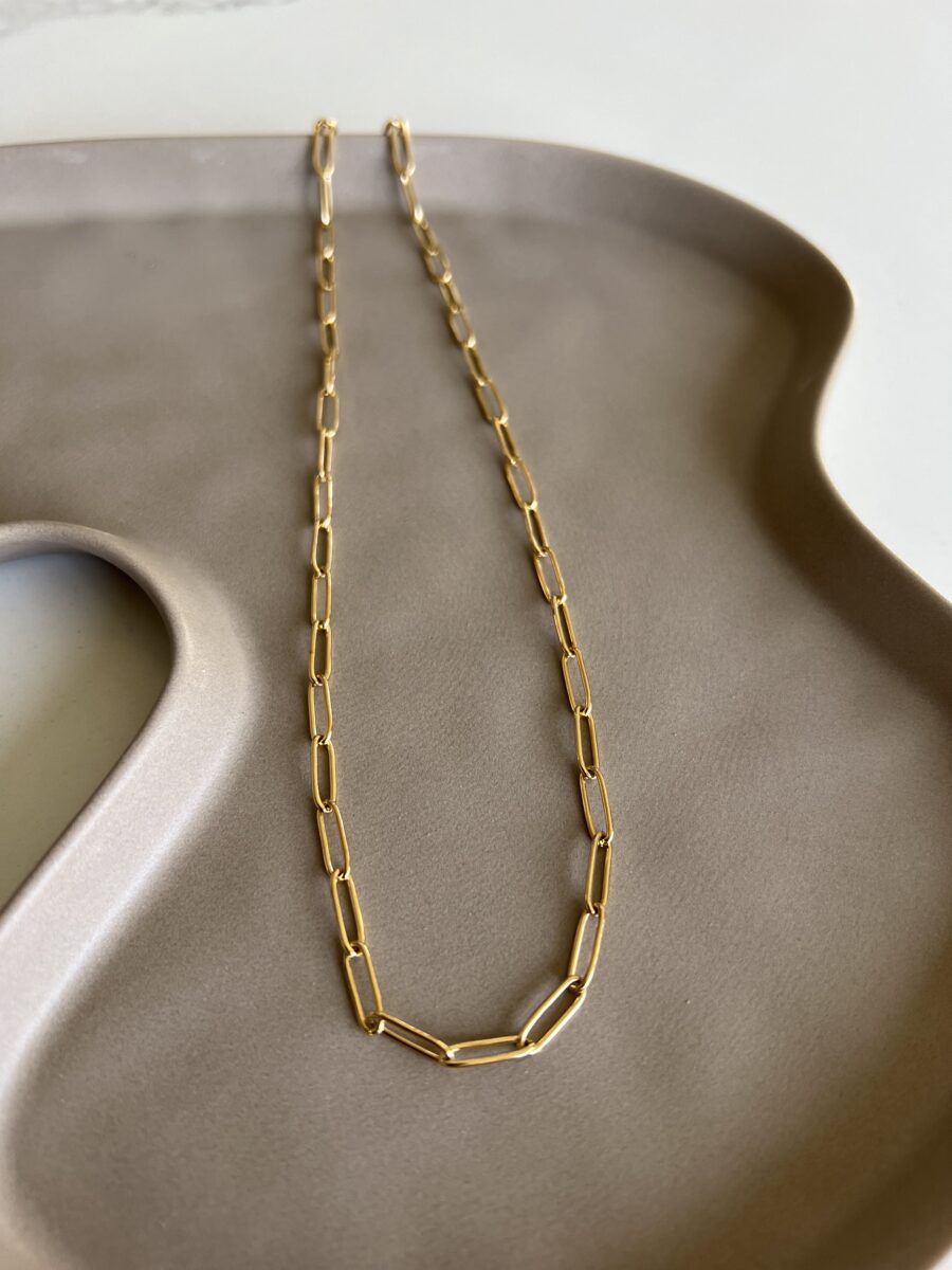 Gold Paperclip Necklace (Stainless Steel)